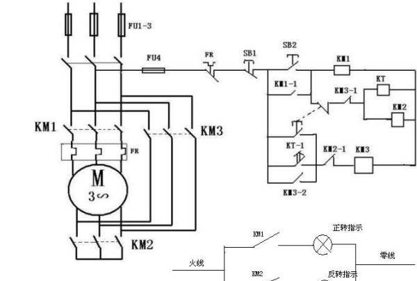 正反转停止指示灯怎么接，电机正反停转开关怎么接线方法图2