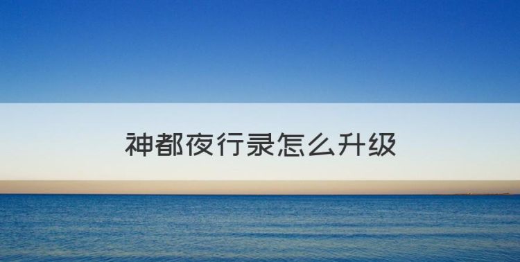 神都夜行录怎么升级，神都夜行录攻略大全 新手成长必备攻略图1