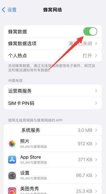 苹果手机iphone 移动数据开关在哪里图2