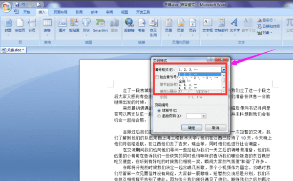 Word2007设置页码，word怎么添加页码图5