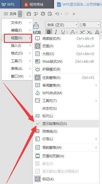 wps分隔符号在哪里，wps如何显示回车符号图2